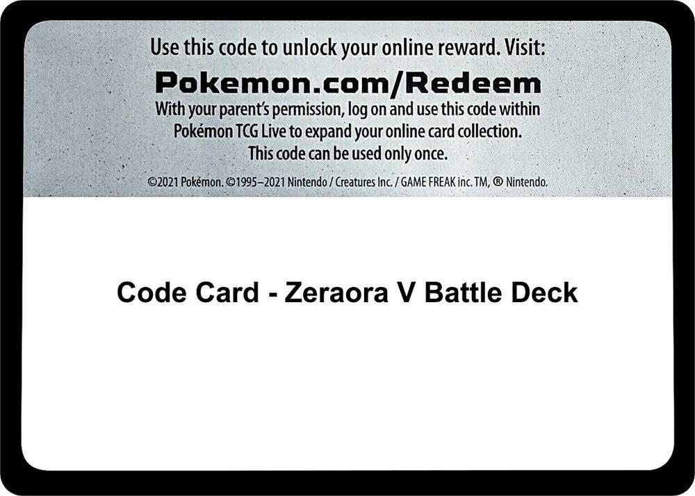 Code Card - Zeraora V Battle Deck