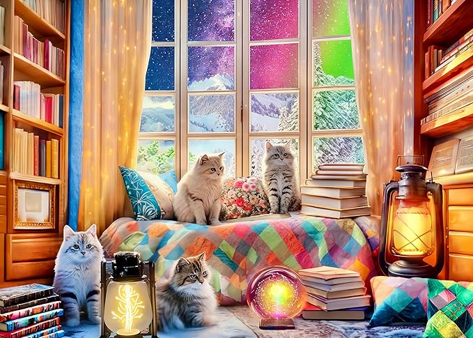 Mulic: Northern Lights and Cozy Cats - 1000 Piece Puzzle