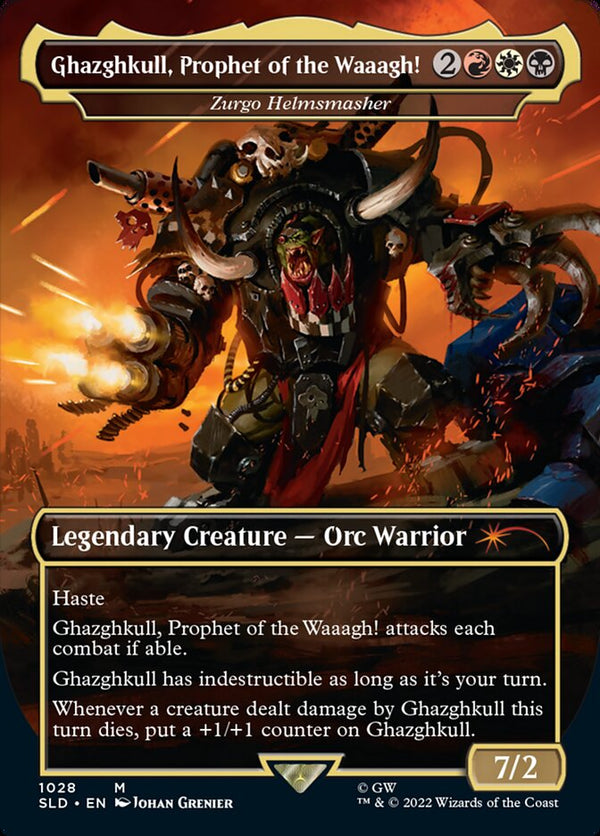 Ghazghkull, Prophet of the Waaagh! - Zurgo Helmsmasher (Borderless) - Magic: The Gathering