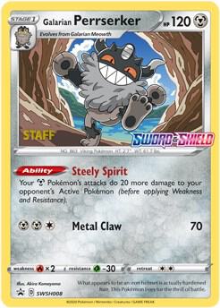 Galarian Perrserker - SWSH008 (Prerelease) [Staff] - Pokémon