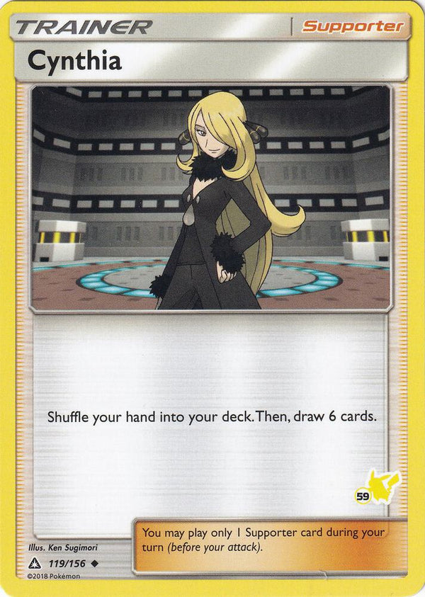 Cynthia - 119/156 (#59 Pikachu Stamped) - Pokémon