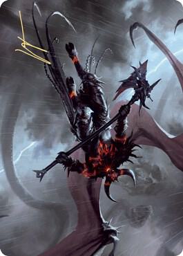 Burning-Rune Demon Art Card (Gold-Stamped Signature) - Magic: The Gathering