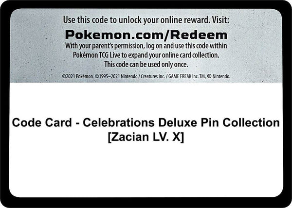 Code Card - Celebrations Deluxe Pin Collection [Zacian LV. X] - Pokémon