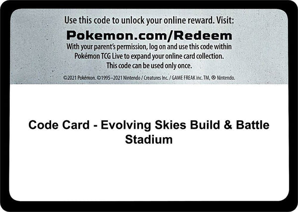 Code Card - Evolving Skies Build & Battle Stadium - Pokémon