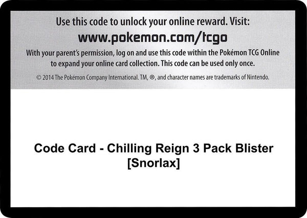 Code Card - Chilling Reign 3 Pack Blister [Snorlax] - Pokémon