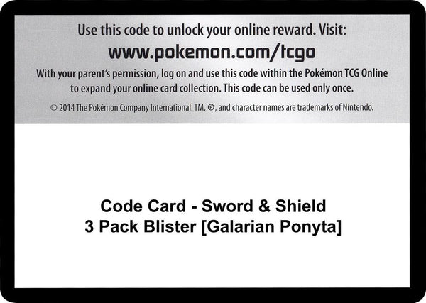 Code Card - Sword & Shield 3 Pack Blister [Galarian Ponyta] - Pokémon