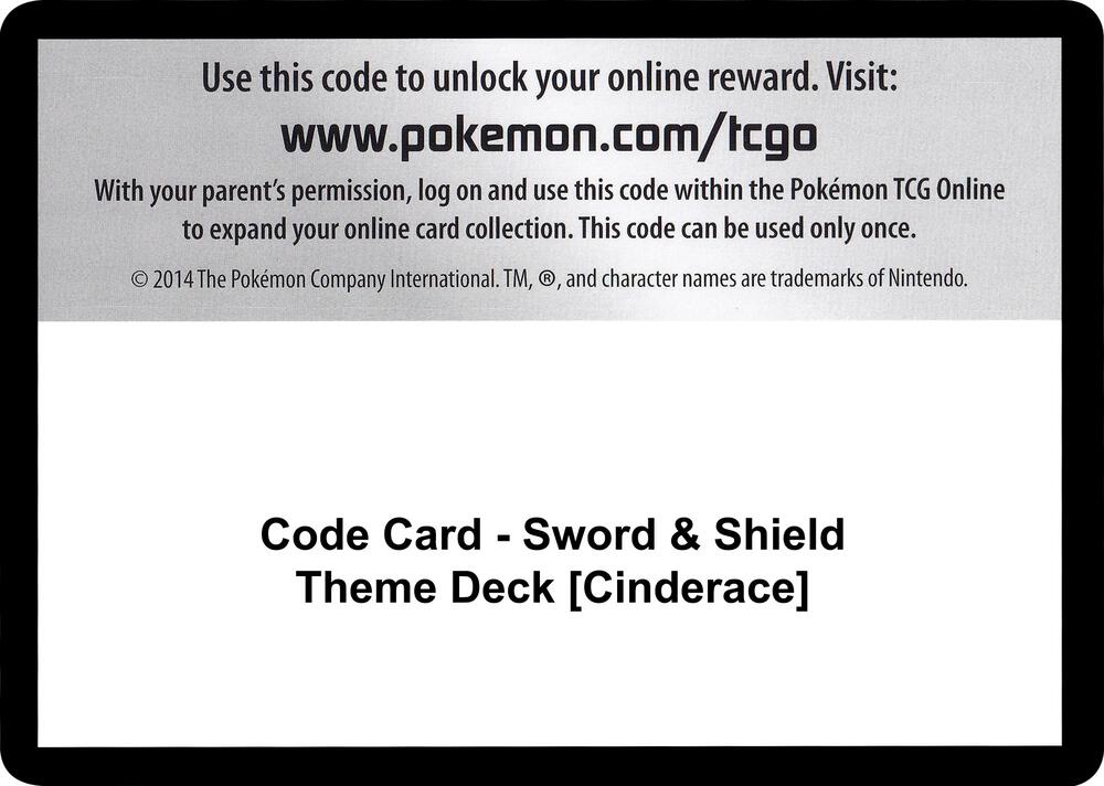 Code Card - Sword & Shield Theme Deck [Cinderace]