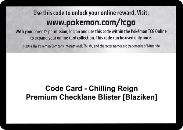 Code Card - Chilling Reign Premium Checklane Blister [Blaziken] - Pokémon
