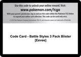 Code Card - Battle Styles 3 Pack Blister [Eevee] - Pokémon