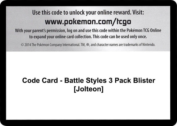 Code Card - Battle Styles 3 Pack Blister [Jolteon] - Pokémon