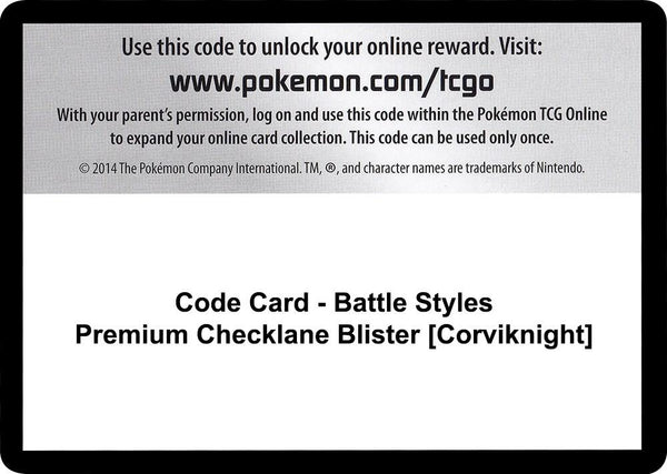 Code Card - Battle Styles Premium Checklane Blister [Corviknight] - Pokémon