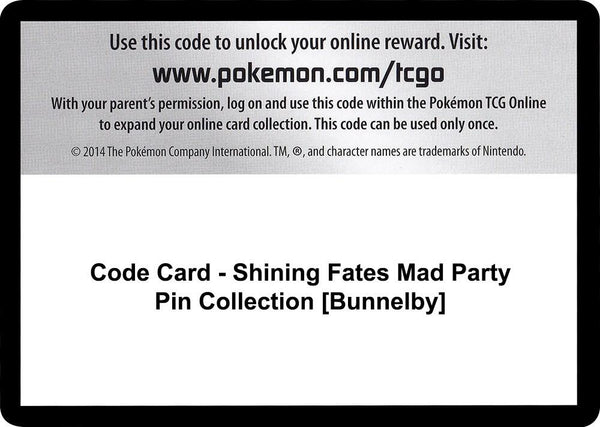 Code Card - Shining Fates Mad Party Pin Collection [Bunnelby] - Pokémon