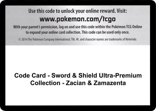 Code Card - Sword & Shield Ultra-Premium Collection - Zacian & Zamazenta - Pokémon
