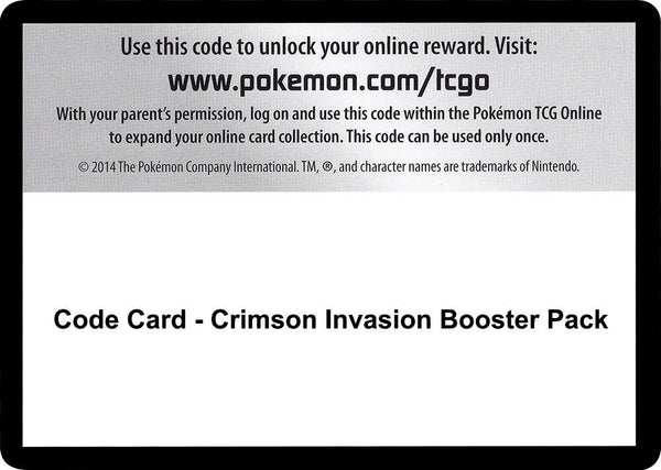 Code Card - Crimson Invasion Booster Pack - Pokémon
