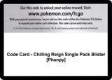 Code Card - Chilling Reign Single Pack Blister [Phanpy] - Pokémon
