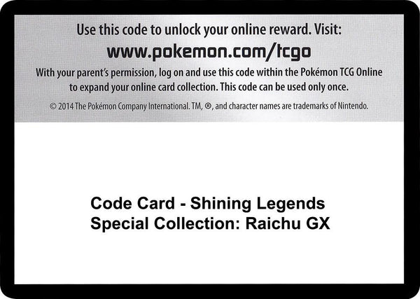 Code Card - Shining Legends Special Collection: Raichu GX - Pokémon