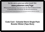 Code Card - Celestial Storm Single Pack Booster Blister [Tapu Bulu] - Pokémon