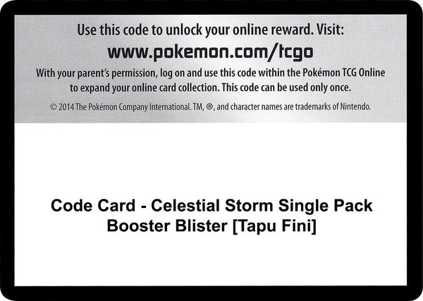 Code Card - Celestial Storm Single Pack Booster Blister [Tapu Fini] - Pokémon