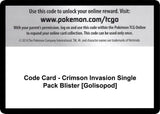 Code Card - Crimson Invasion Single Pack Blister [Golisopod] - Pokémon