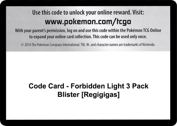 Code Card - Forbidden Light 3 Pack Blister [Regigigas] - Pokémon