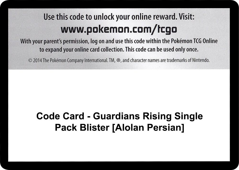 Code Card - Guardians Rising Single Pack Blister [Alolan Persian]