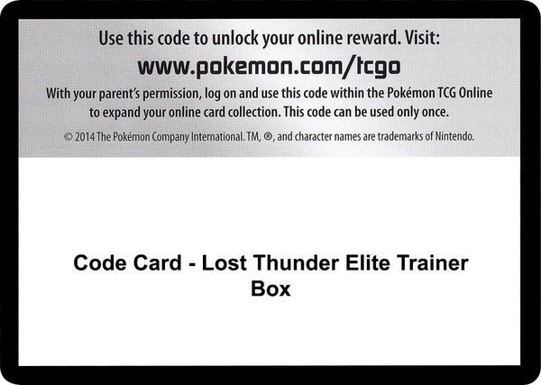 Code Card - Lost Thunder Elite Trainer Box - Pokémon