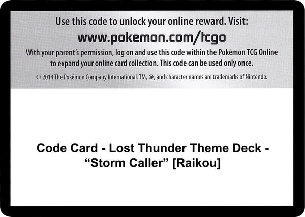 Code Card - Lost Thunder Theme Deck - "Storm Caller" [Raikou] - Pokémon