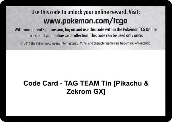 Code Card - TAG TEAM Tin [Pikachu & Zekrom GX] - Pokémon