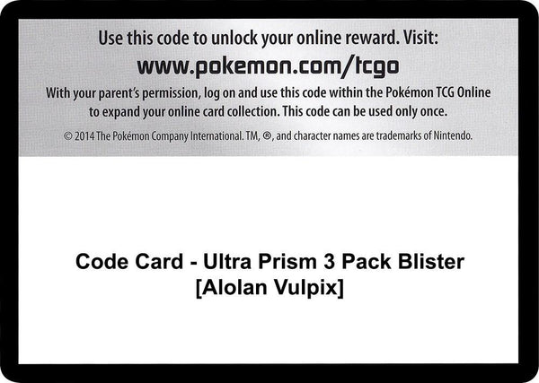 Code Card - Ultra Prism 3 Pack Blister [Alolan Vulpix] - Pokémon