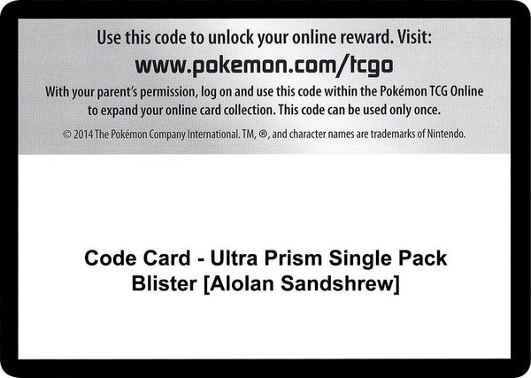 Code Card - Ultra Prism Single Pack Blister [Alolan Sandshrew] - Pokémon