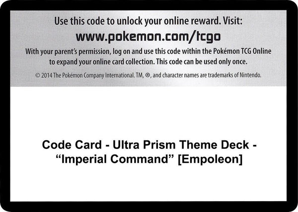 Code Card - Ultra Prism Theme Deck - "Imperial Command" [Empoleon] - Pokémon