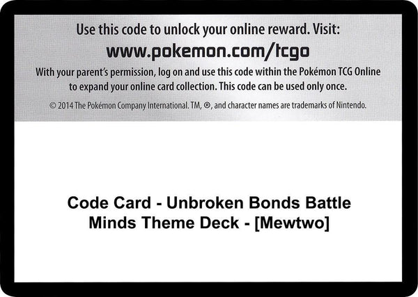Code Card - Unbroken Bonds Battle Minds Theme Deck - [Mewtwo] - Pokémon