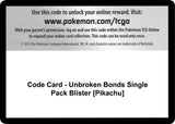 Code Card - Unbroken Bonds Single Pack Blister [Pikachu] - Pokémon