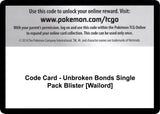 Code Card - Unbroken Bonds Single Pack Blister [Wailord] - Pokémon