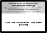 Code Card - Unified Minds 3 Pack Blister [Vikavolt] - Pokémon