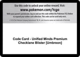 Code Card - Unified Minds Premium Checklane Blister [Umbreon] - Pokémon