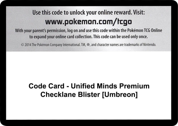 Code Card - Unified Minds Premium Checklane Blister [Umbreon] - Pokémon