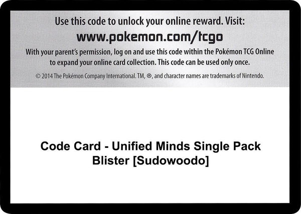Code Card - Unified Minds Single Pack Blister [Sudowoodo] - Pokémon