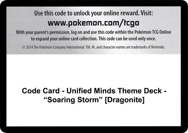 Code Card - Unified Minds Theme Deck - "Soaring Storm" [Dragonite] - Pokémon