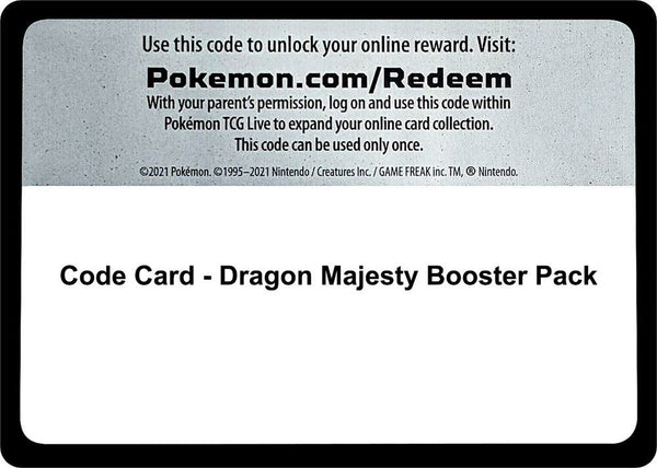 Code Card - Dragon Majesty Booster Pack - Pokémon