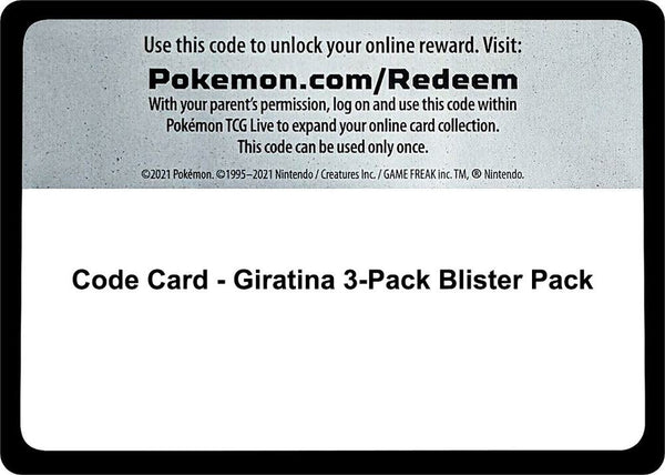 Code Card - Giratina 3-Pack Blister Pack - Pokémon