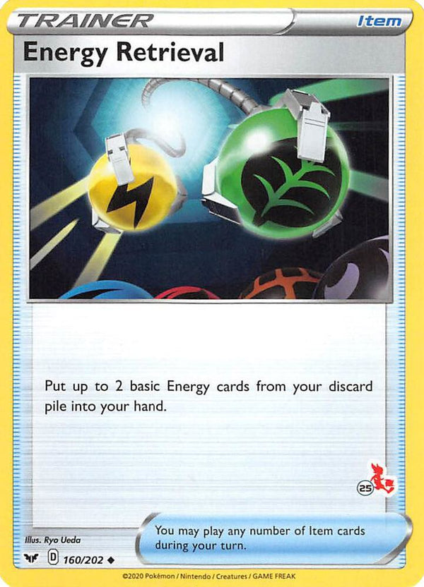 Energy Retrieval - 160/202 (#25 Cinderace Stamped) - Pokémon