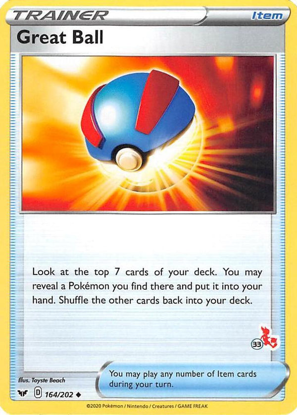Great Ball - 164/202 (#33 Cinderace Stamped) - Pokémon