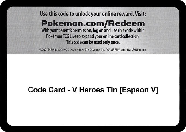 Code Card - V Heroes Tin [Espeon V] - Pokémon