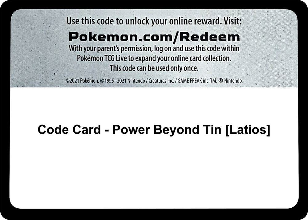 Code Card - Power Beyond Tin [Latios]