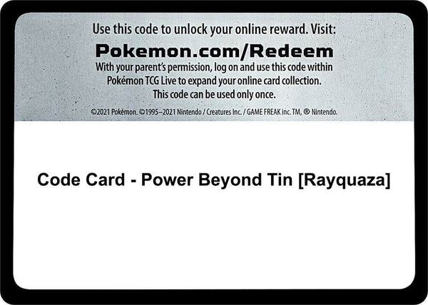 Code Card - Power Beyond Tin [Rayquaza] - Pokémon