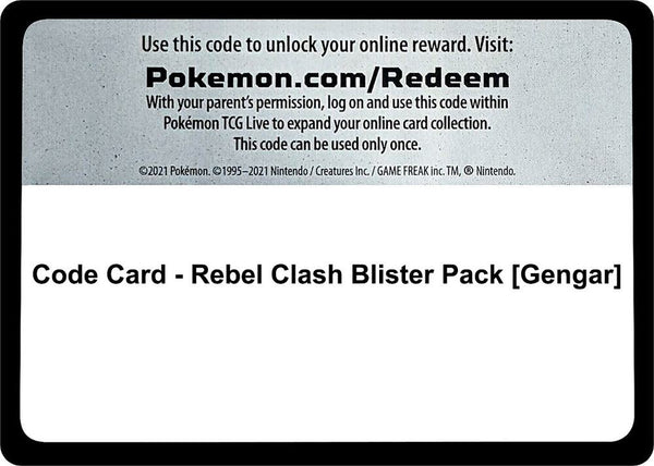 Code Card - Rebel Clash Blister Pack [Gengar] - Pokémon
