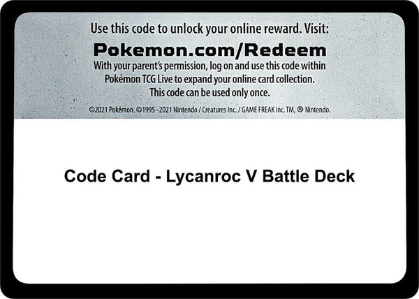 Code Card - Lycanroc V Battle Deck - Pokémon