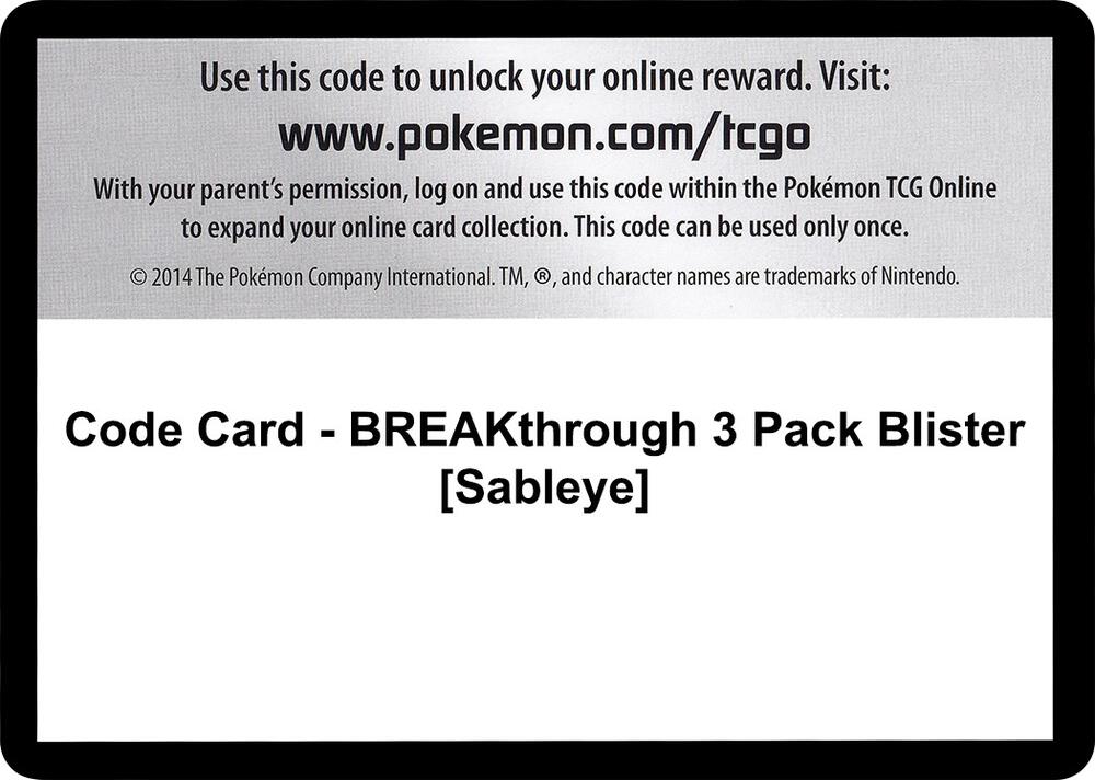 Code Card - BREAKthrough 3 Pack Blister [Sableye]