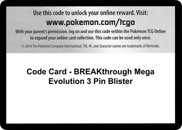Code Card - BREAKthrough Mega Evolution 3 Pin Blister - Pokémon
